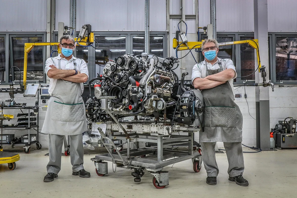 The massive engine takes 15 hours to assemble, with attention on maintaining symmetry even among the internals
