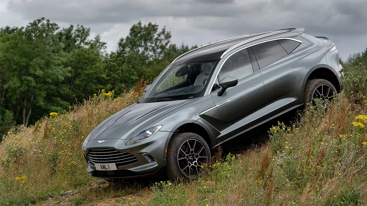 An unusual spot for an Aston, but not for the DBX