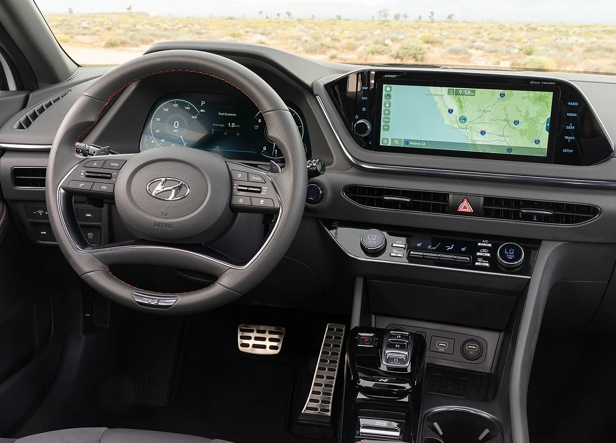 The N Line variant gets a 10.25-inch infotainment system and 12.3-inch instrument cluster