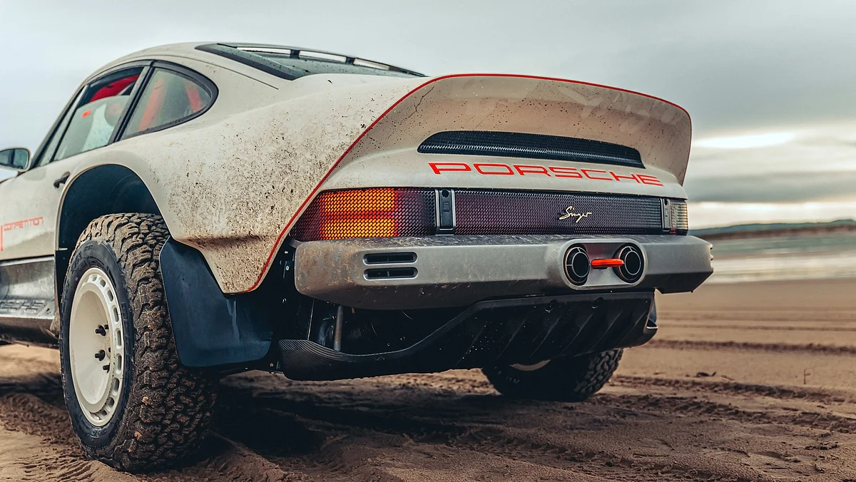 The integrated spoiler is an obvious nod to the 959