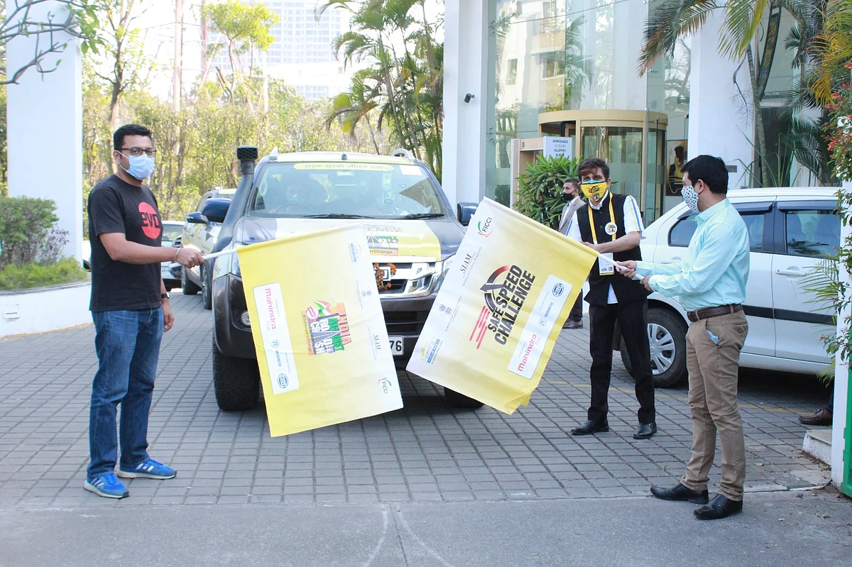 The Ed flagging off the rally
