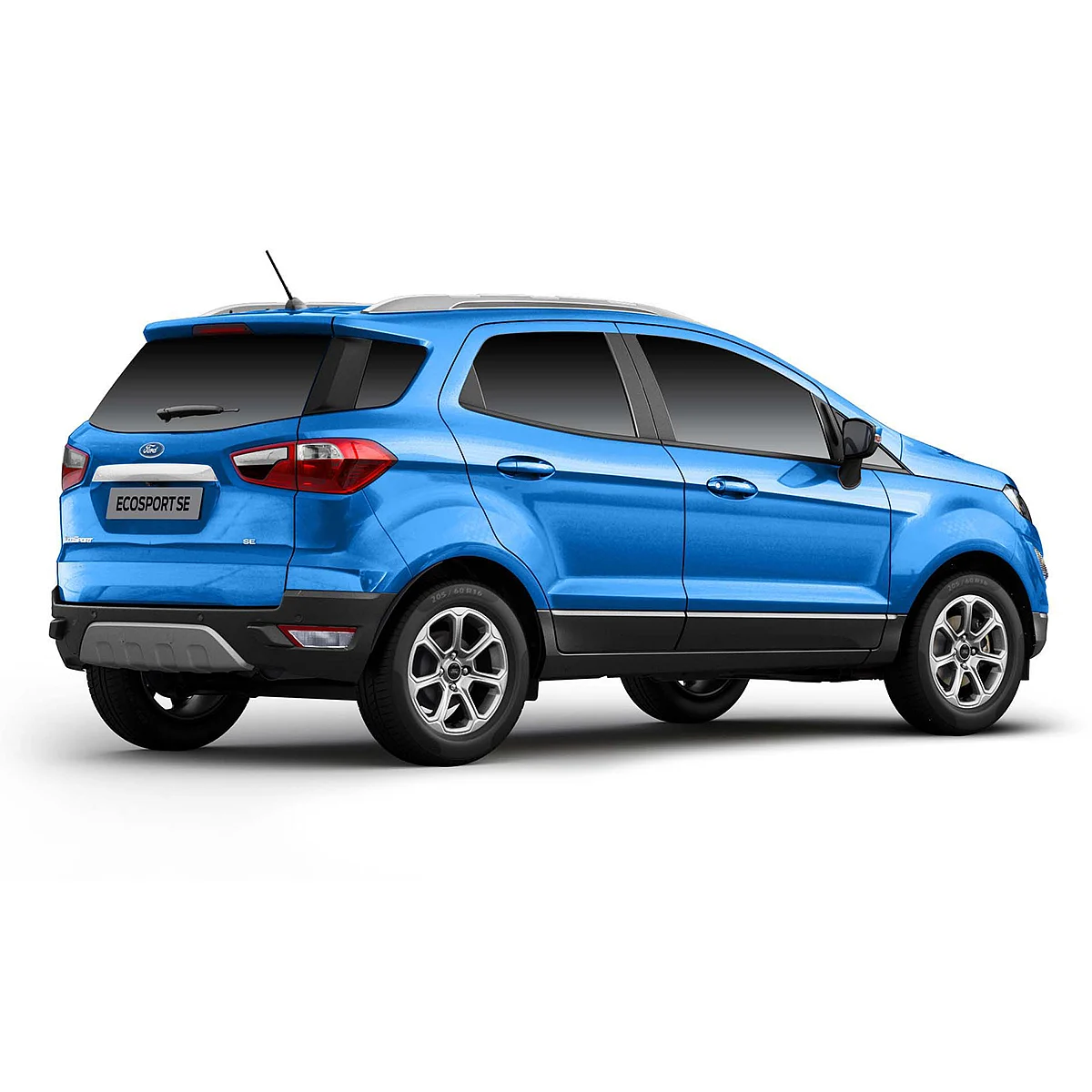The EcoSport SE looks cleaner, features its license plate mounted on the tailgate