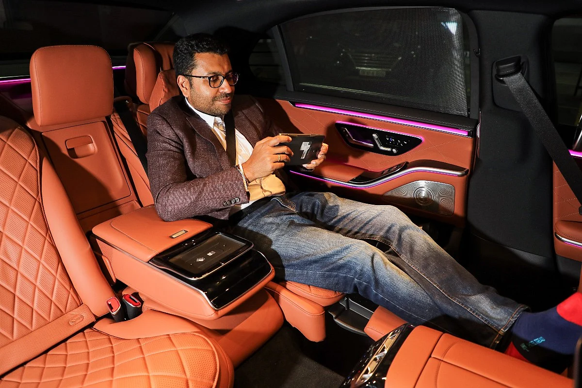 The S-Class keeps the rear passengers occupied with its many gizmos