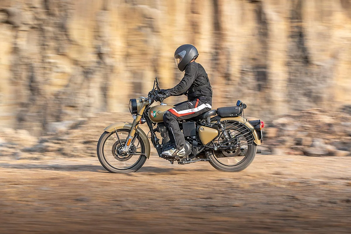 RE Classic 350s are likely to go on a beaten path and one should consider block pattern tyres