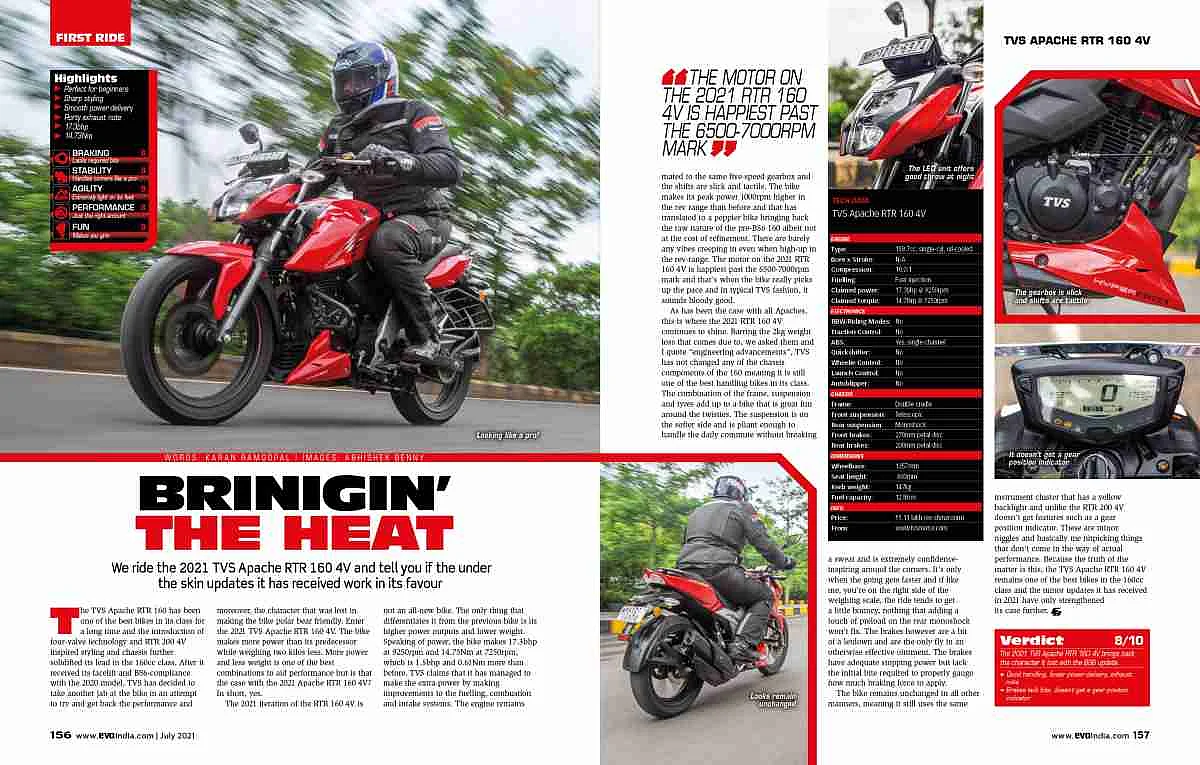 The Apache RTR 160 4V gets a mid-life update