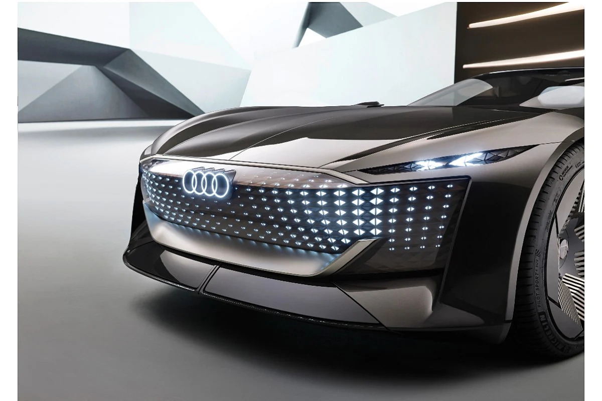 The front 'grille' receives LED lighting with animation and also features a backlit Audi logo