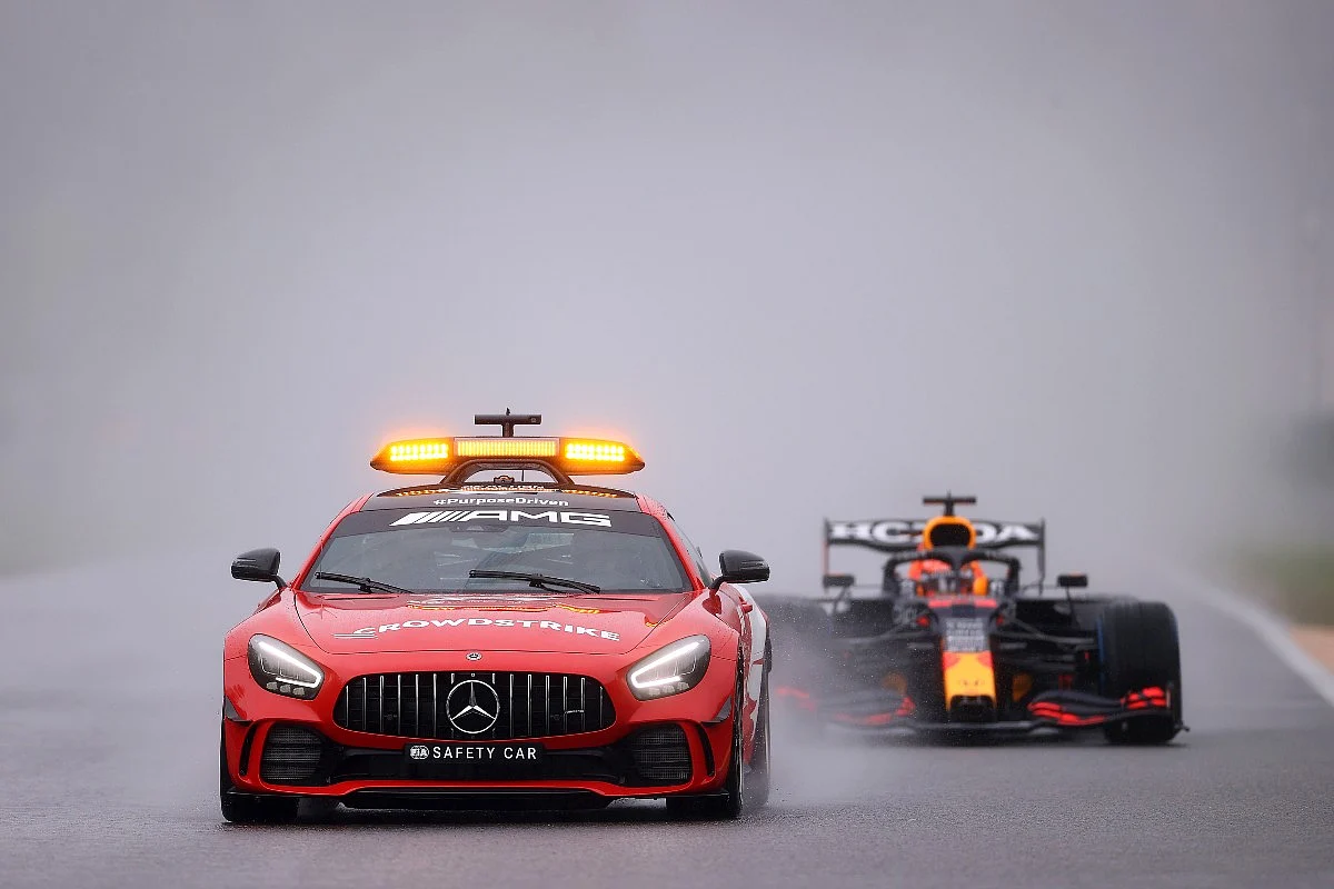 The FIA is trying to come up with plausible solutions for the rain splatter situation that we get from these open-wheeled cars ahead during a rainy session.
