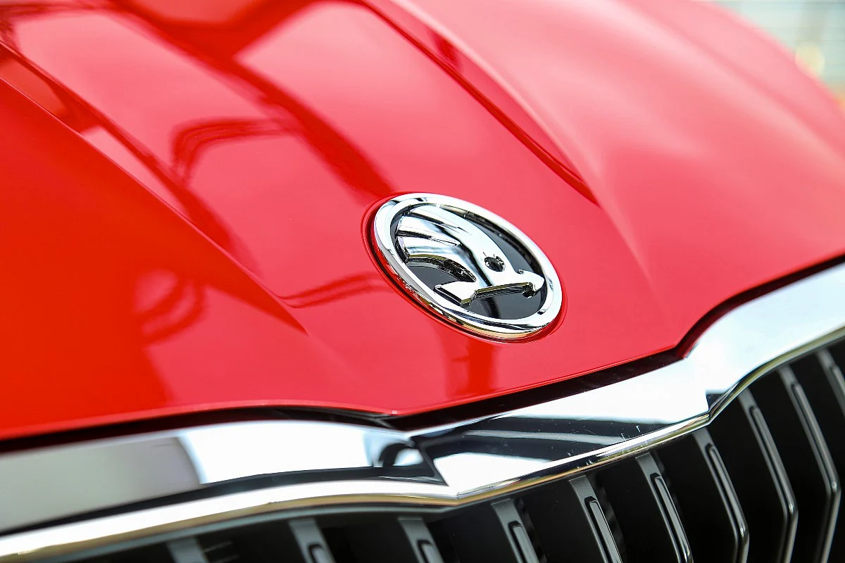 The Skoda badging taking pride of place on the bonnet