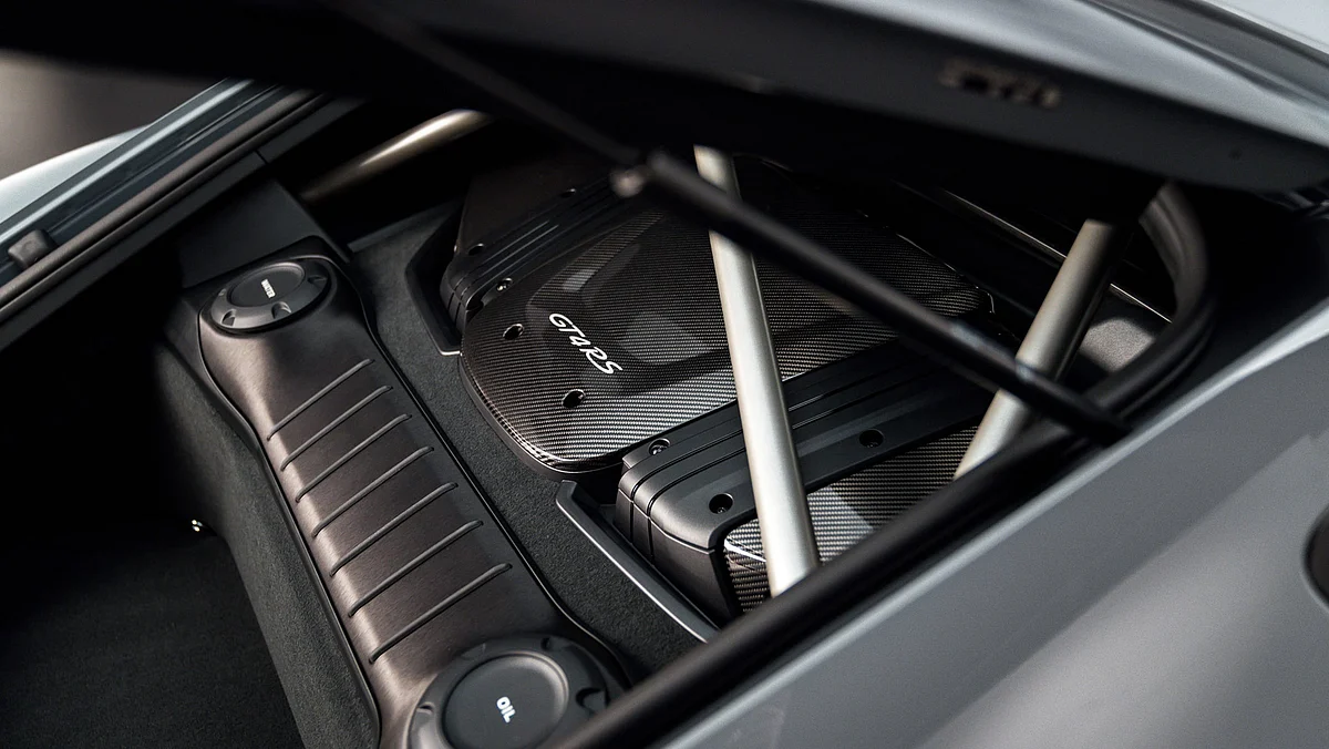 The power unit is borrowed from the GT3 but produces 9bhp less than the 911