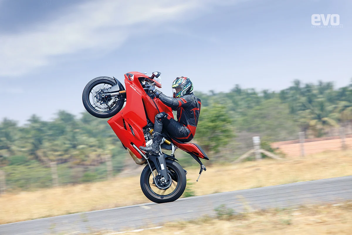 You’ll have to switch off a dozen controls to pop a wheelie on the 959