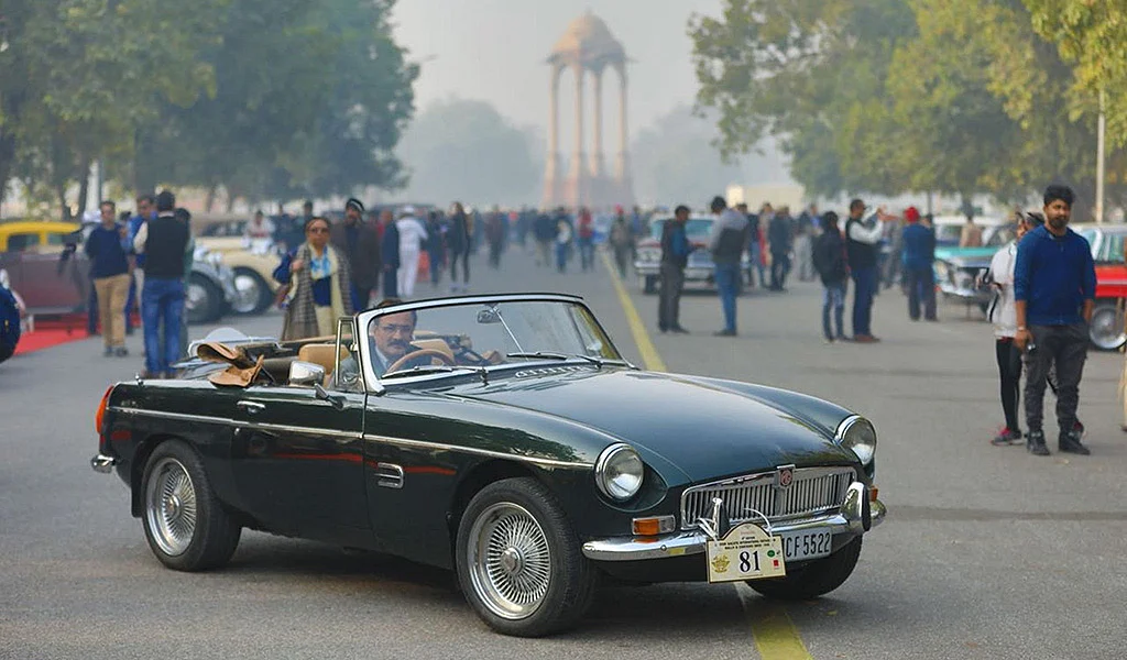 A 1965 MG B Convertible at India Gate