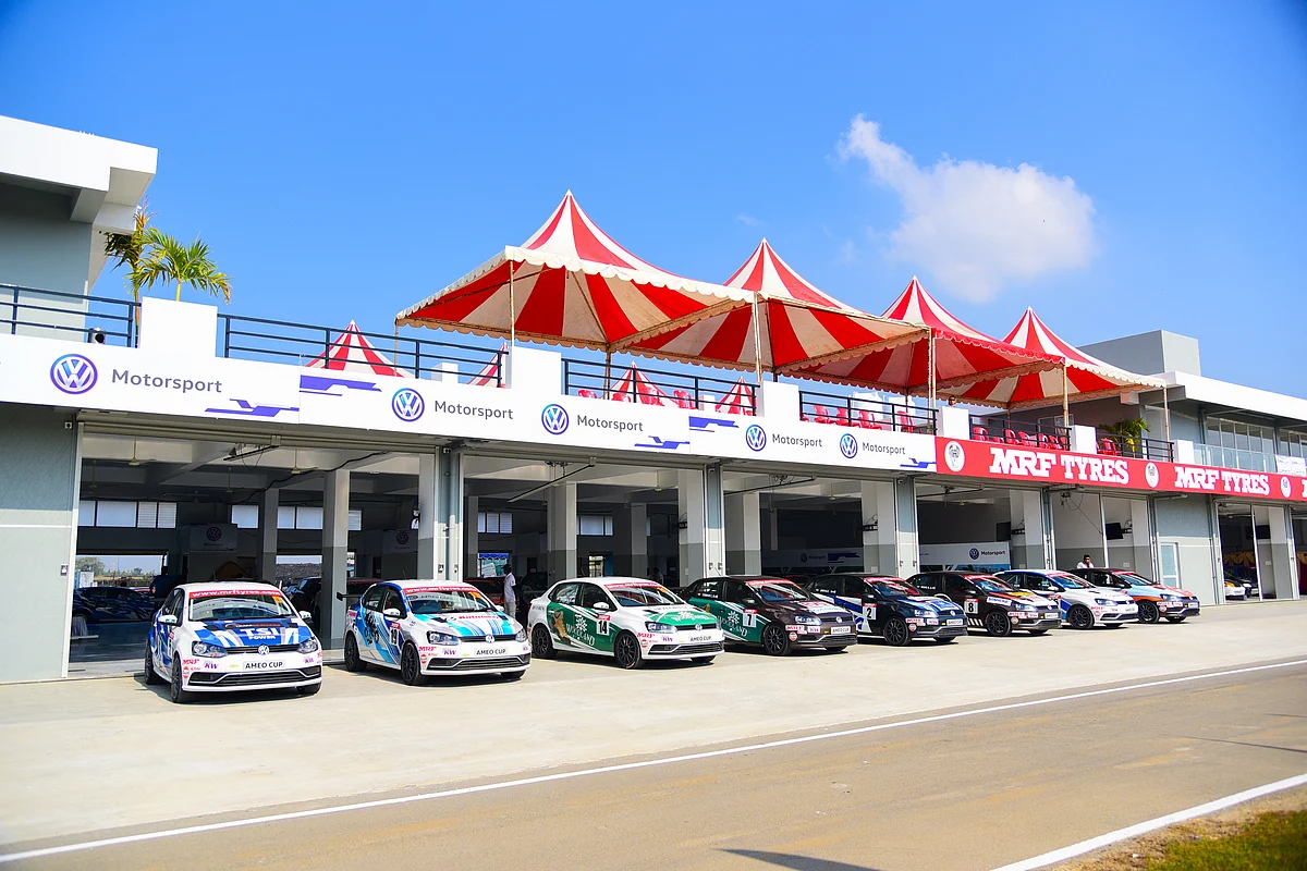 Volkswagen Ameo Cup cars lined up