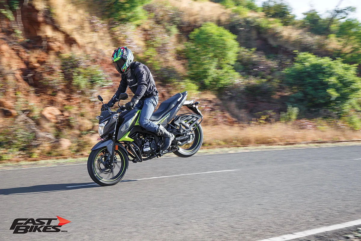 Biggest brakes means stoppies can be induced fairly easily