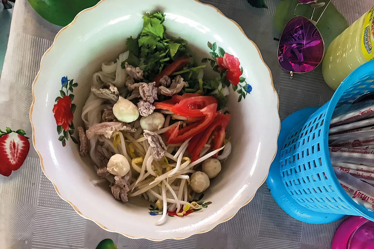 One of the more conventional meals that they had during the trip