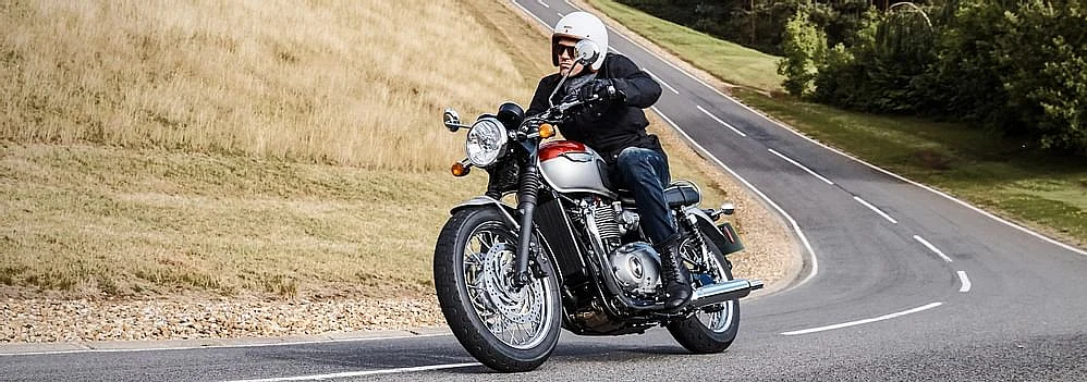 The Bonneville T120 munching miles in the countryside