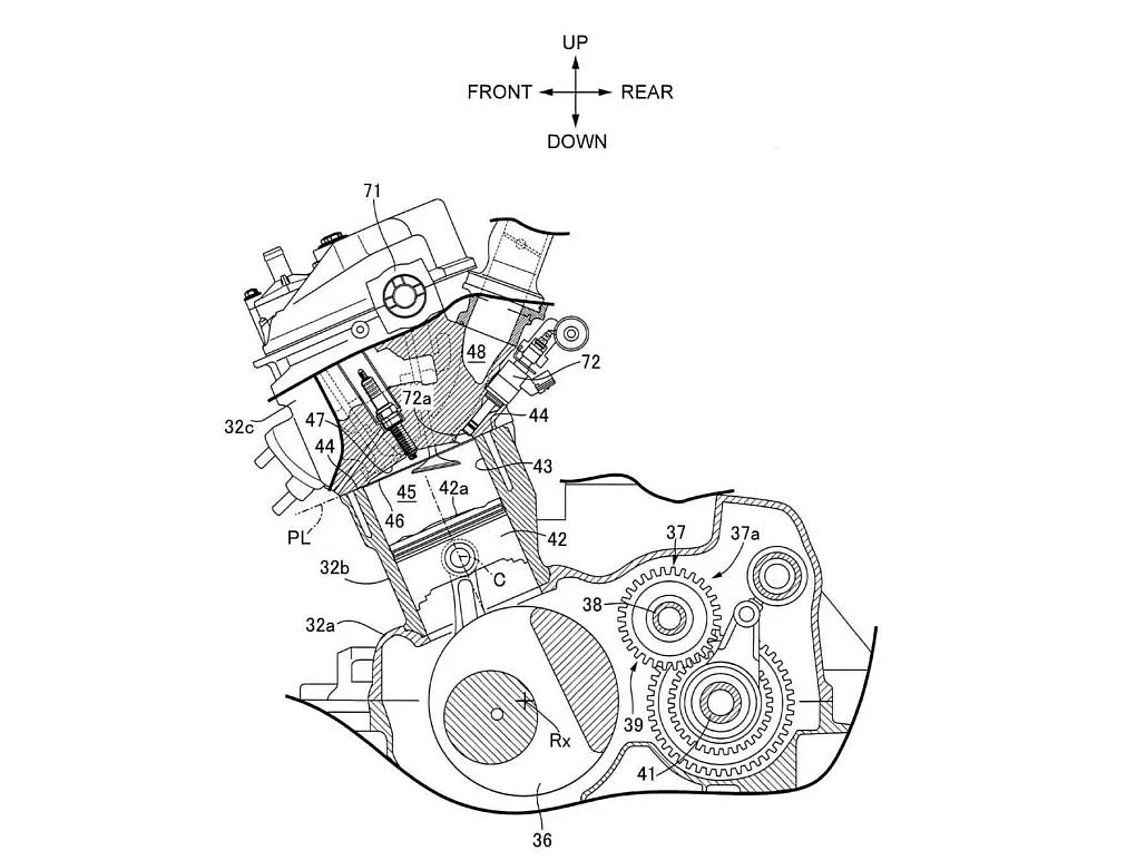 Side section showing position of the direct injector