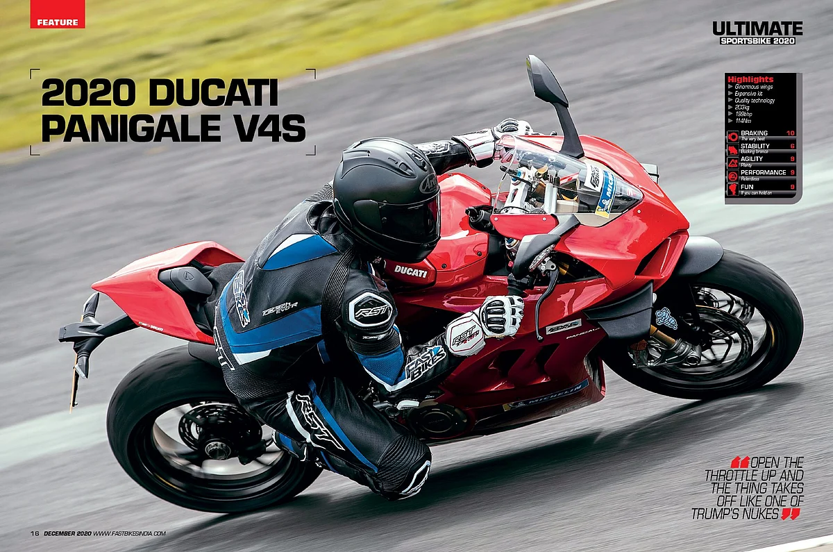 The Panigale V4 S is the most potent of all the bikes on the test