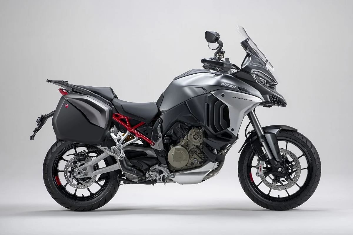 The Multistrada V4 range get a 170mm front wheel and a 180mm rear wheel