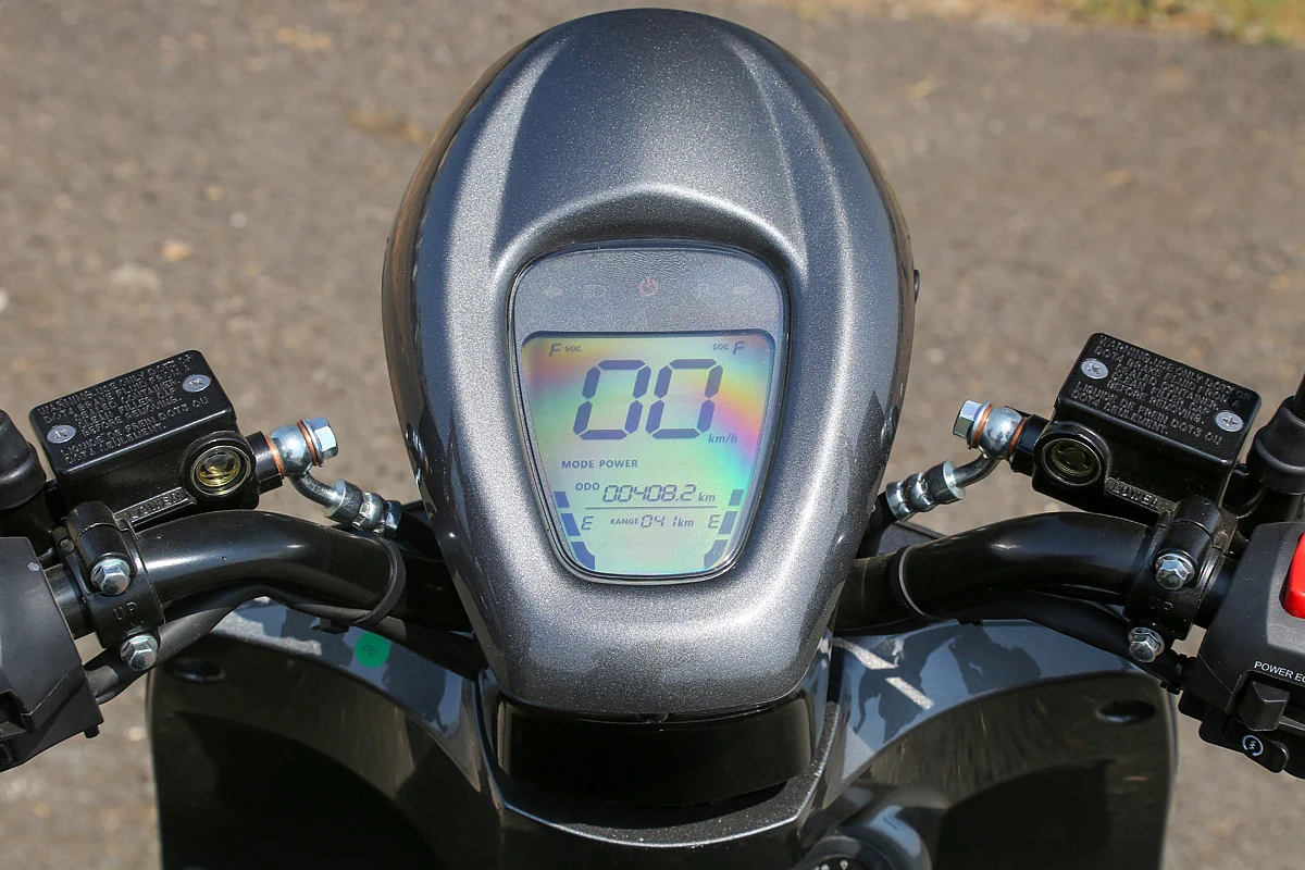 <div class="paragraphs"><p>The instrument cluster on the E1 is a basic digital unit</p></div>