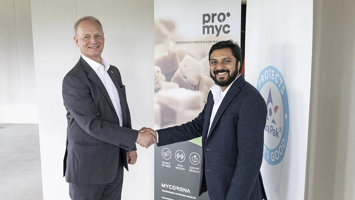 Charles Brand, EVP at Tetra Pak and Dr. Ramkumar Nair, Founder and CEO, Mycorena