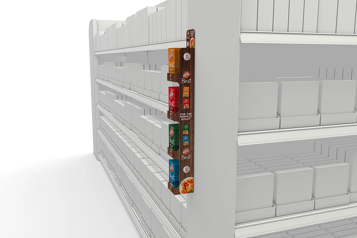 A sustainable clip strip sachet holder for Bisto Gravy