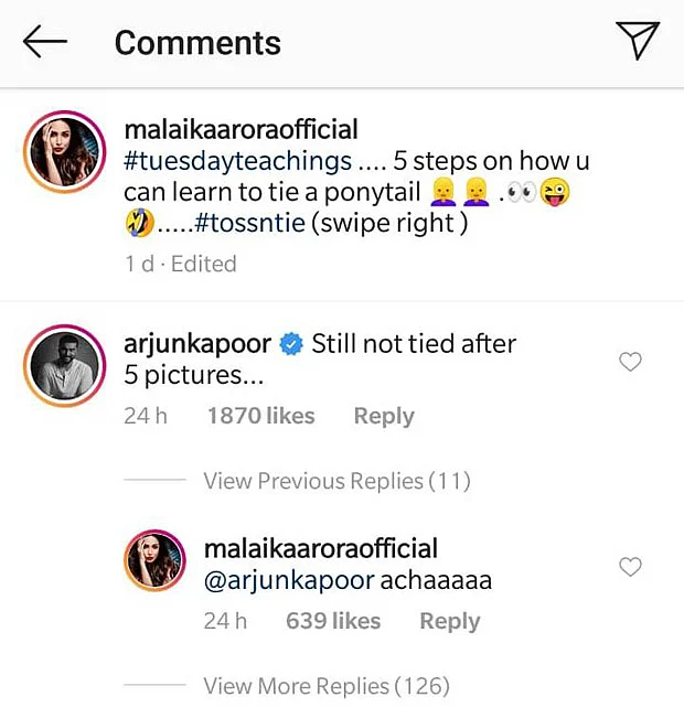 Arjun Kapoor, Malaika Arora had this cute banter over her swimsuit photo