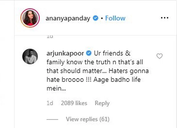 Arjun Kapoor helps Ananya Panday deal with trolls over USC admission post