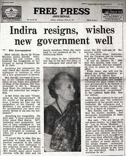 From FPJ Archives: Emergency impact - Indira Gandhi loses elections, India gets first non-Gandhi PM