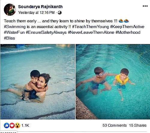 Soundarya Rajinikanth trolled over swimming pool picture during Chennai water crisis