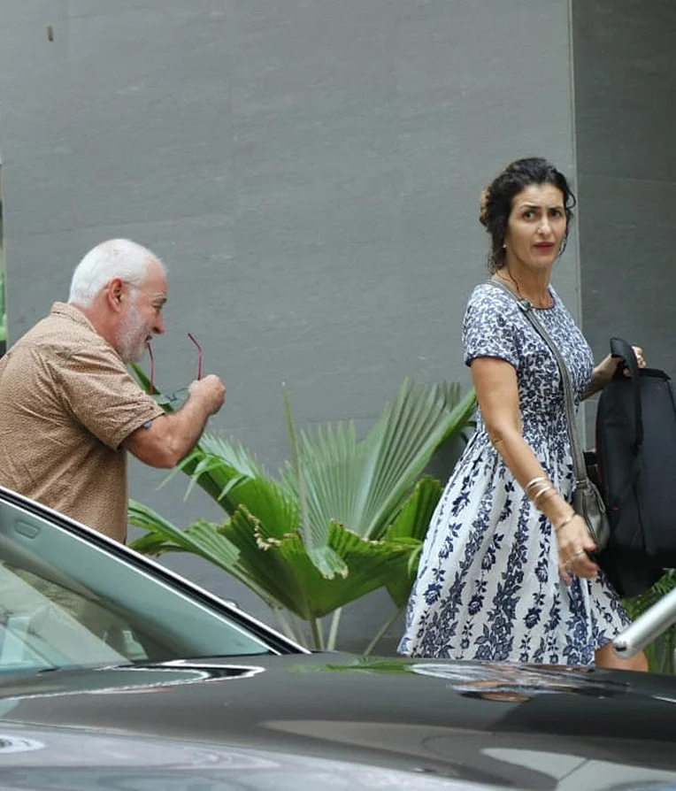 Gabriella Demetriades' mother and father arrived at Hinduja Hospital to meet new baby boy.