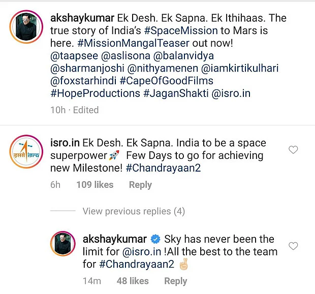ISRO celebrates Chandrayann 2 with a teaser of 'Mission Mangal'