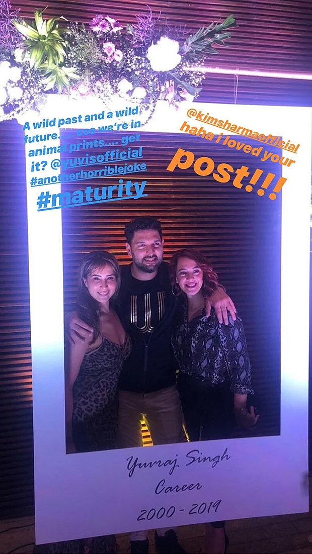 Yuvraj Singh enjoys retirement bash with wife Hazel Keech and ex-girlfriend Kim Sharma; other B-town celebs also joins