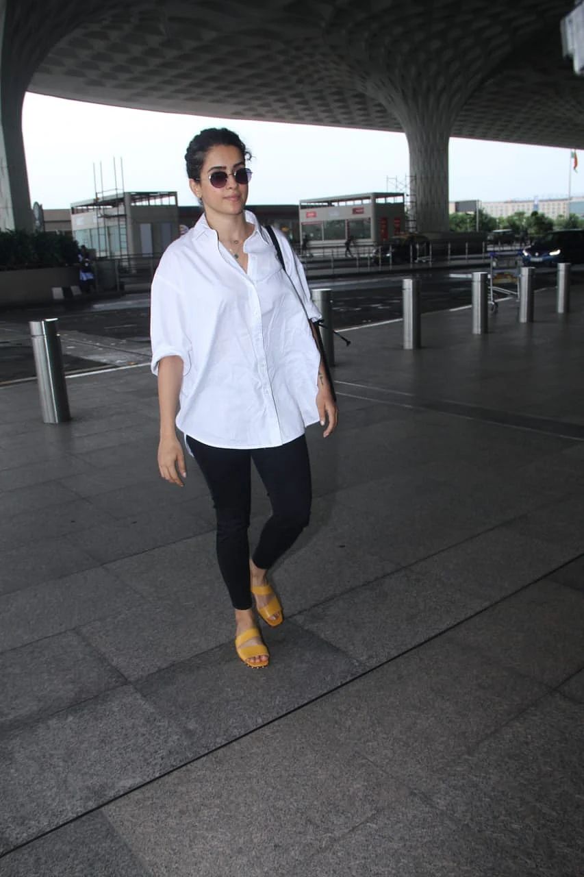 Sanya Malhotra at airport today morning.
