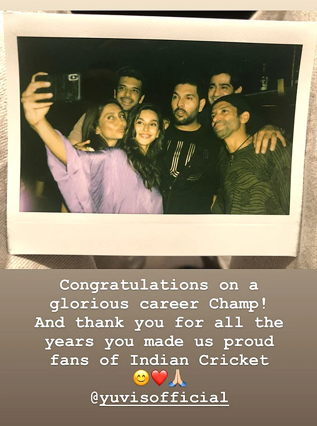 Yuvraj Singh enjoys retirement bash with wife Hazel Keech and ex-girlfriend Kim Sharma; other B-town celebs also joins