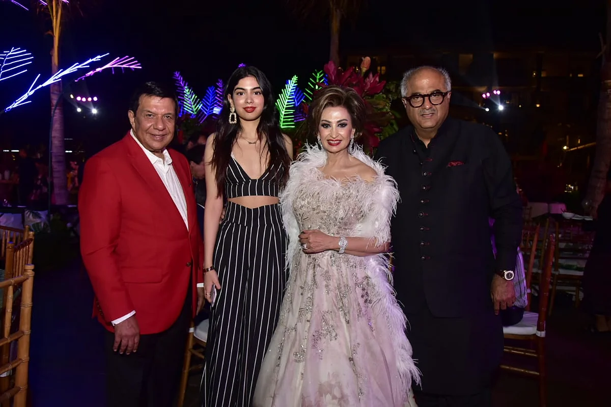 Boney Kapoor and his daughter Khushi Kapoor and Sacred Games fame Kubra Sait snapped at family friend’s wedding in Bali.
