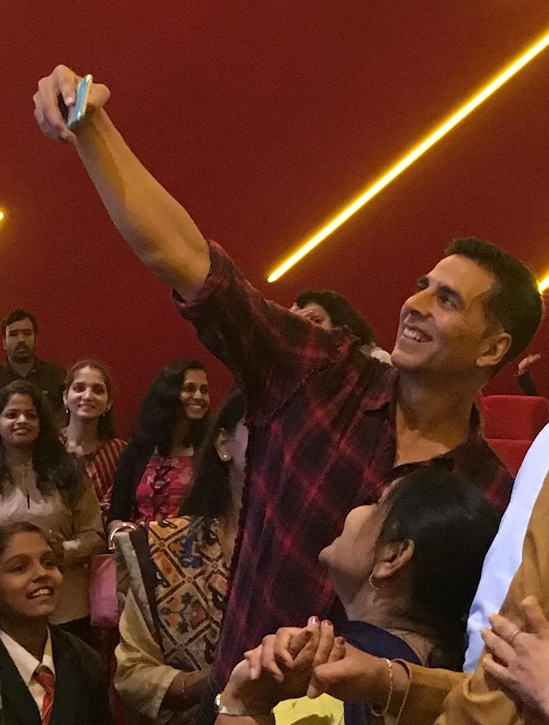 Akshay Kumar visited the INOX movie theatre for one of the Mission Mangal’s shows.