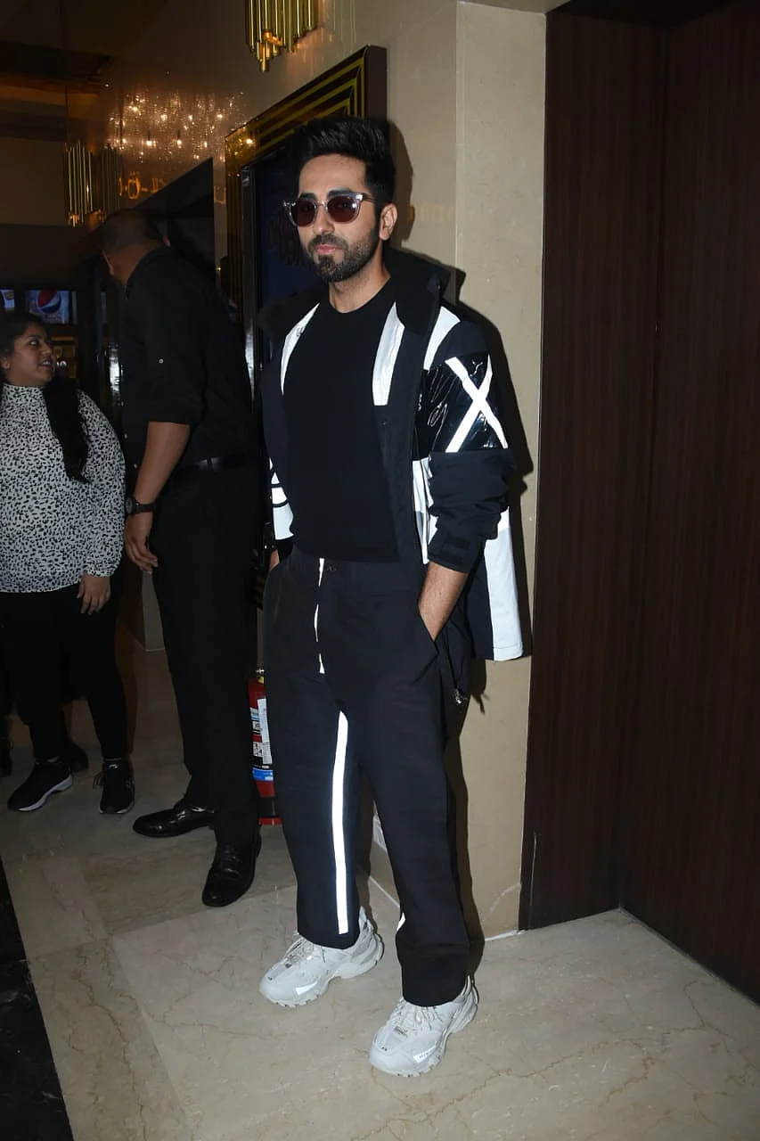 Ayuhsmann Khurrana was snapped in Black and White at the trailer launch of his upcoming film 'Dream Girl'.