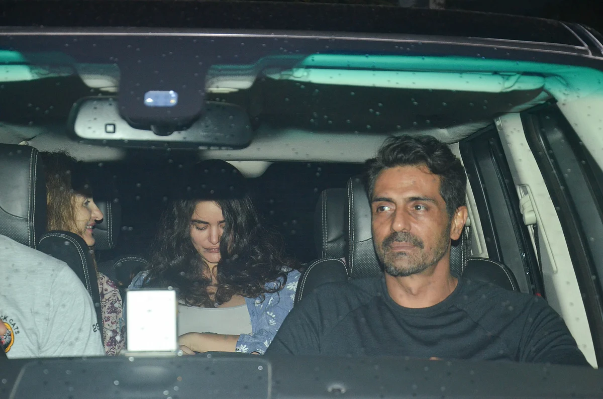 Recently become father Arjun Rampal was spotted with girlfriend Gabriella and her family in Bandra.