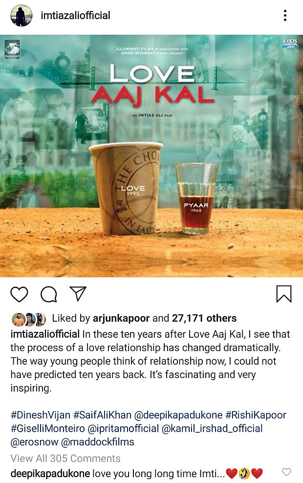 10 Years of Love Aaj Kal: Deepika Padukone reacts to Imtiaz Ali's heartwarming post