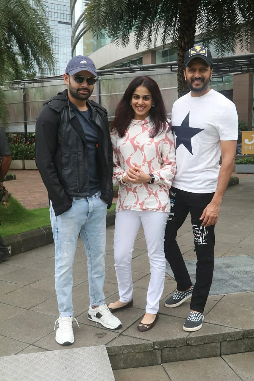 Riteish Deshmukh with wife Genelia with south supetstar Ram Pothineni spotted at Yauatcha in BKC
