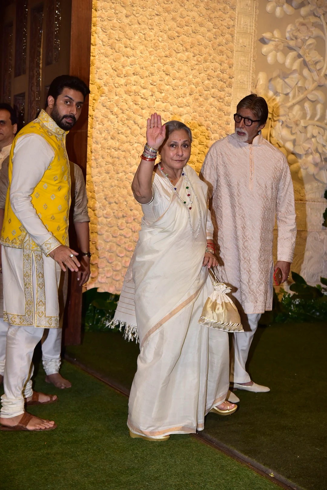 Amitabh Bachchan, Jaya Bachchan and Abhishek at Antilia Ganpati celebrations