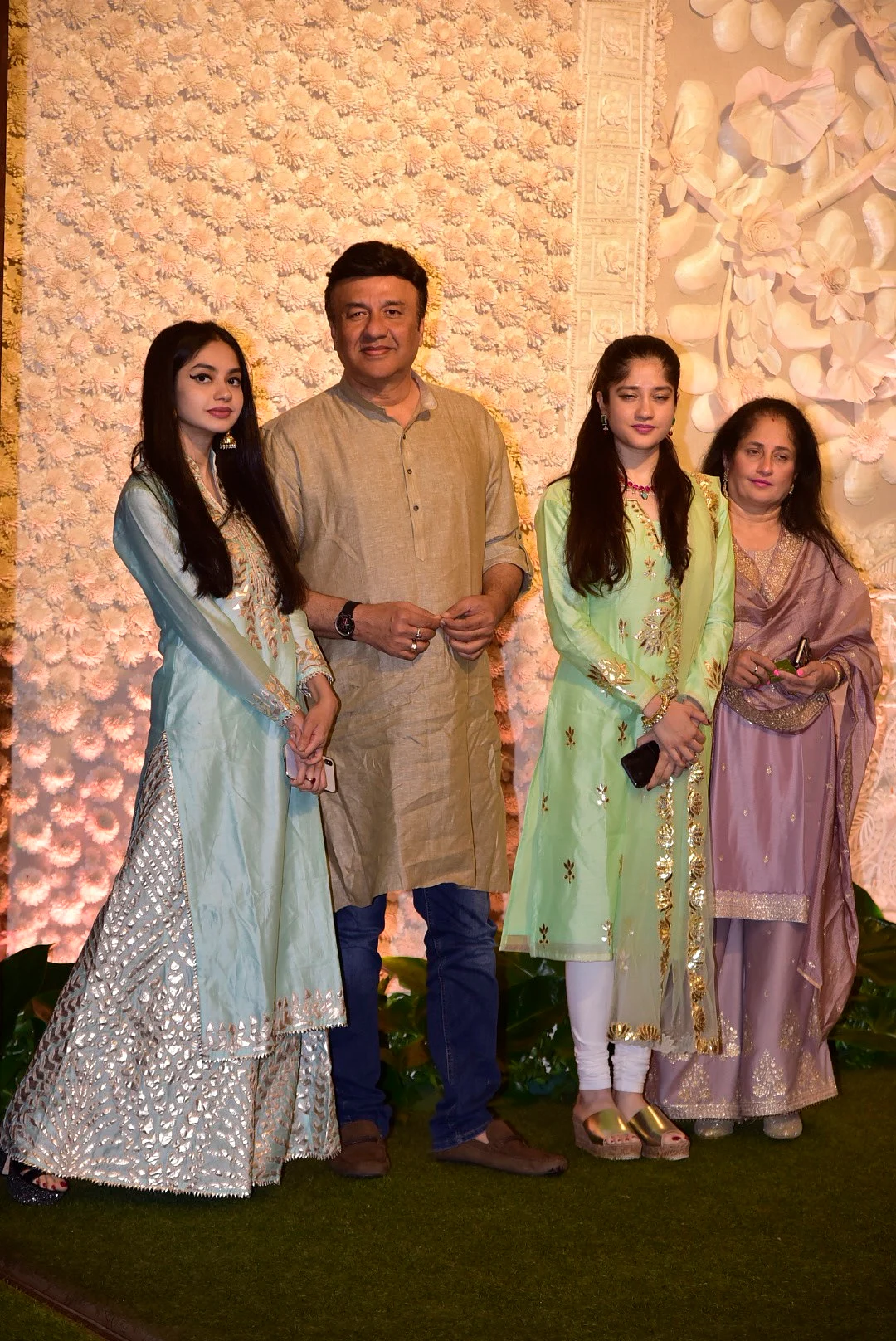 Anu Malik with family snapped at Ganapati celebrations at Ambanis'