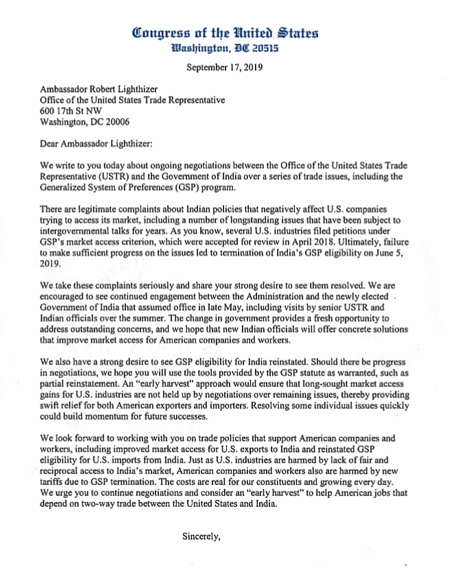Copy of the letter