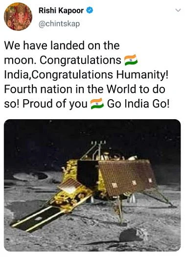 For Rishi Kapoor, Chandrayaan-2 has already landed on the moon!
