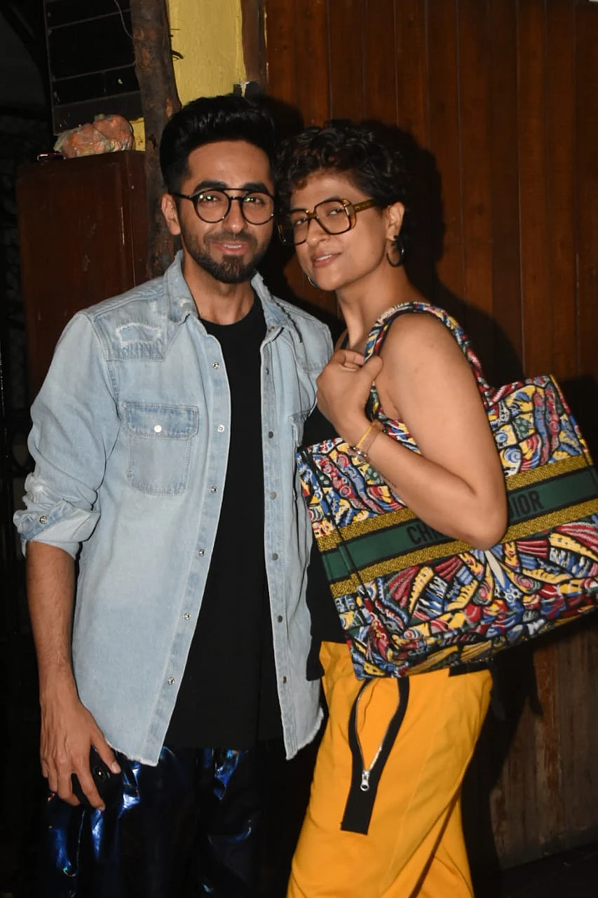Ayushman Khurrana with wife Tahira Kashyap snapped at Chi Chin Chu restaurant in Mumbai.