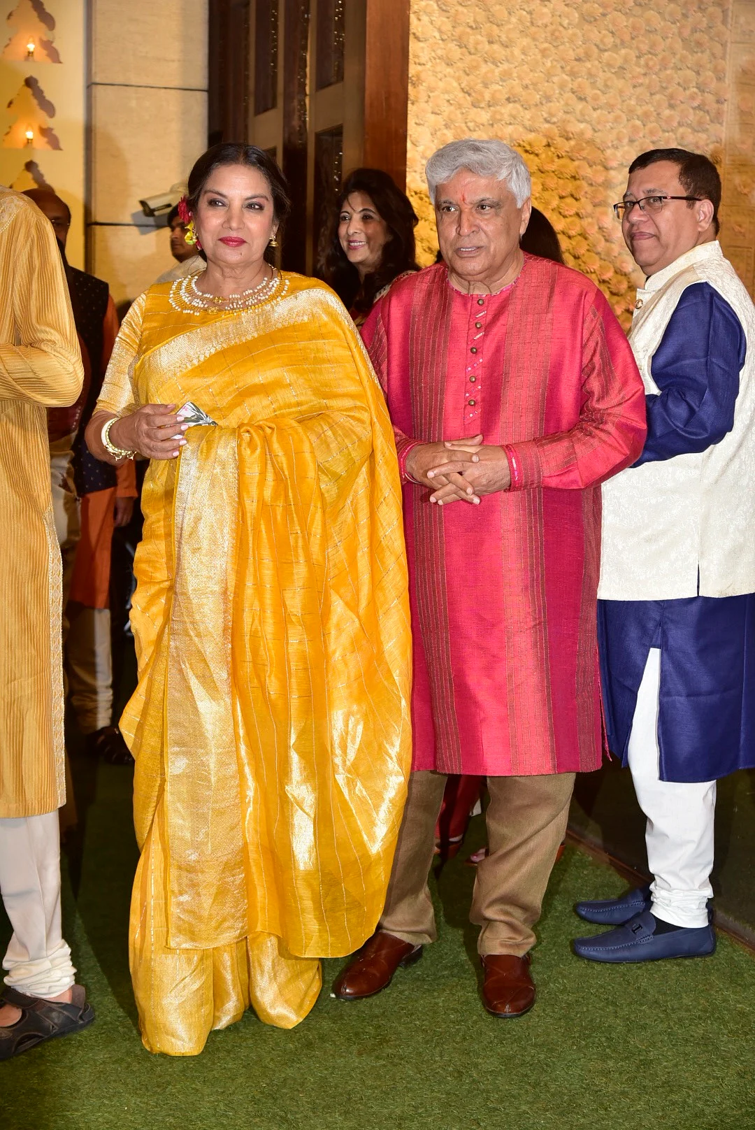 Javed Akhtar and wife Shabana Azmi were snapped at the Antilia Ganpati celebrations