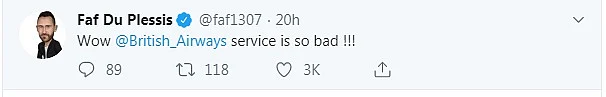 Faf du Plessis tweet