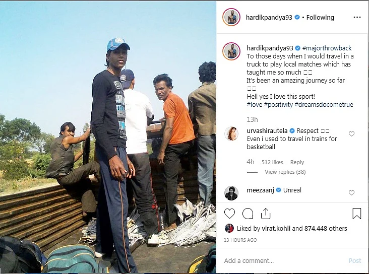 India all-rounder Hardik Pandya posted a throwback image