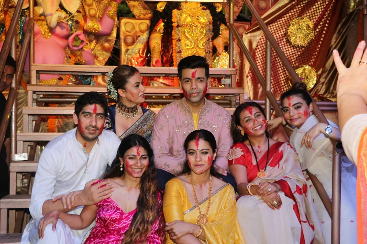 Karan Johar, Rani, Kajol come together for 'Sindur Khela' on last day of Durga Puja