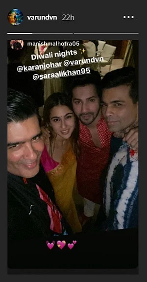 Varun Dhawan enjoys Diwali party with Sara Ali Khan, Karan Johar and Manish Malhotra